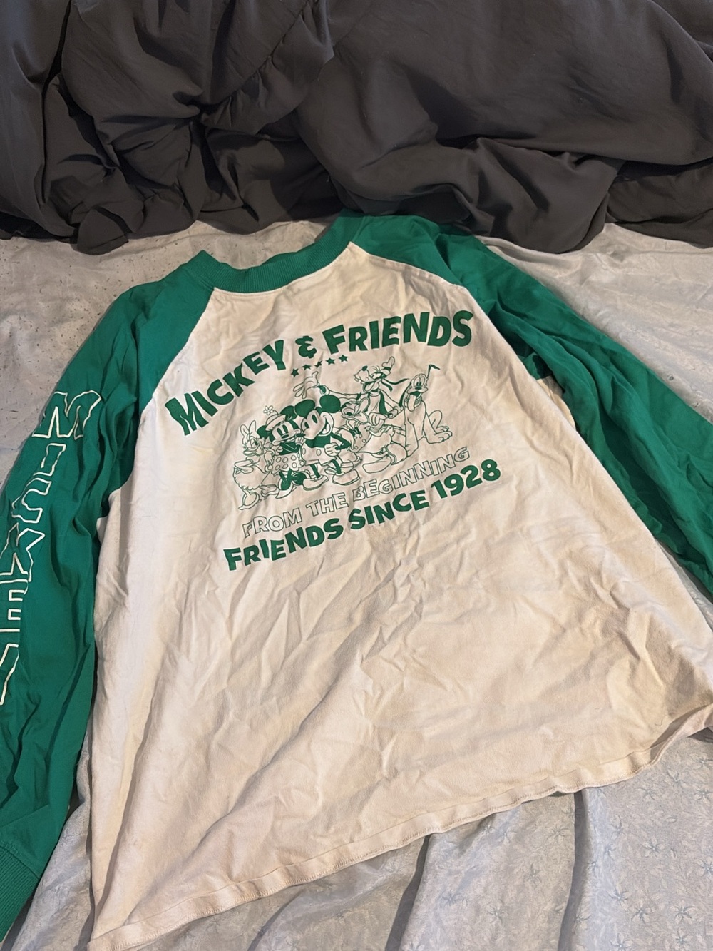 H&M Disney Raglan Tee in Green and White